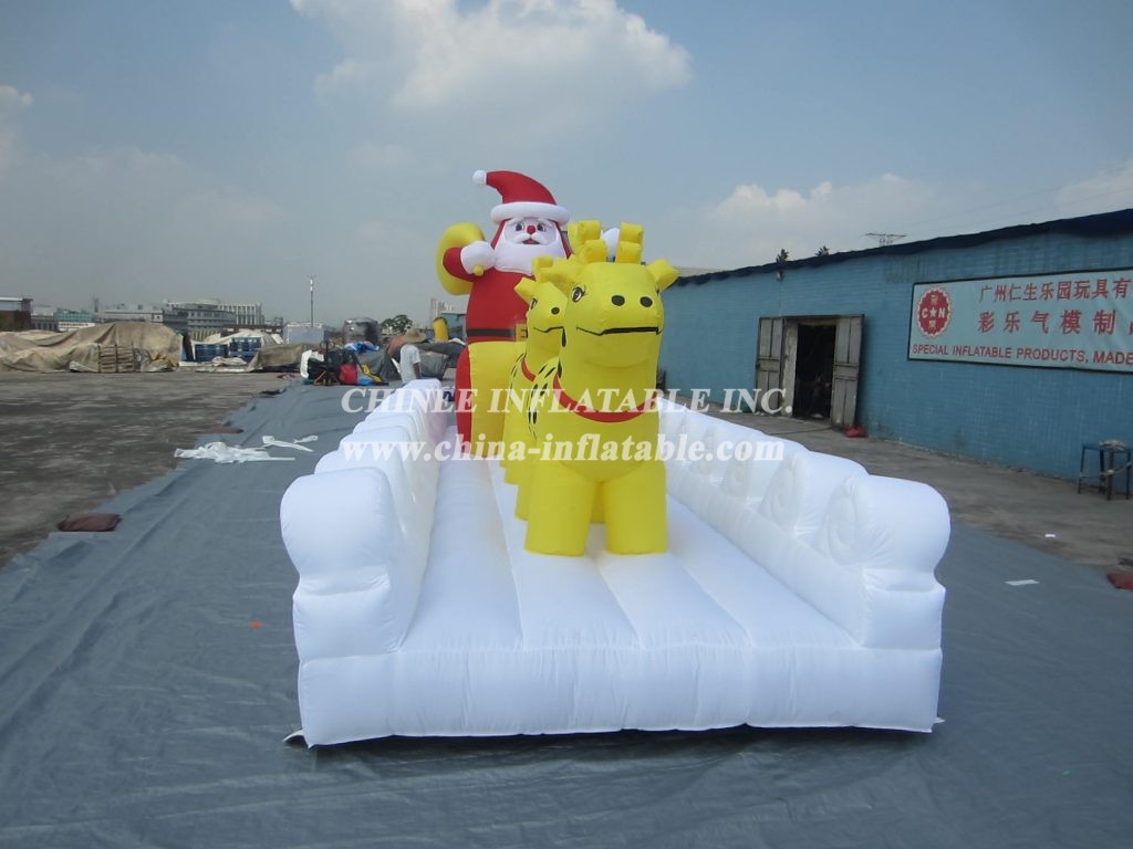 C1-1 Christmas Santa Claus &Amp; Deer Inflatable Deocoration