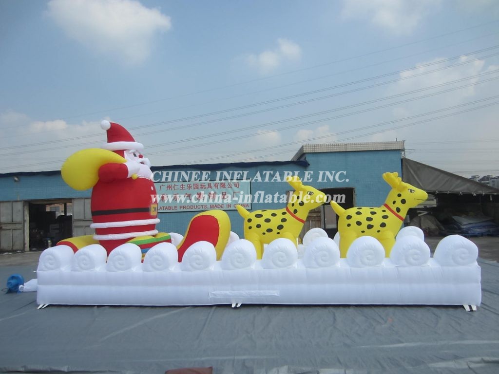 C1-1 Christmas Santa Claus &Amp; Deer Inflatable Deocoration