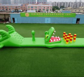 T10-109 Crocodile Theme Inflatable Obstacle Course Inflatable Water Sport Game For Kids Party Events