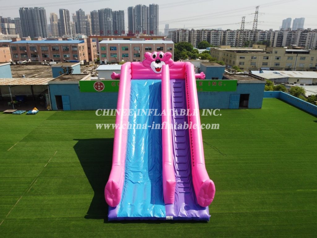 T8-704 Pink Panther Theme Giant Inflatable Slide Kids Outdoor Party Event