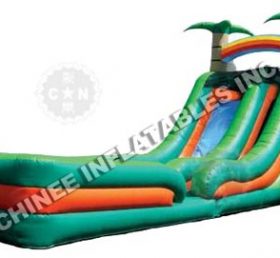T8-653 Jungle Theme Inflatable Double Lane Slide