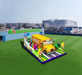 T6-461 Bus Giant Inflatable Amusing Park Ground Game For Kids