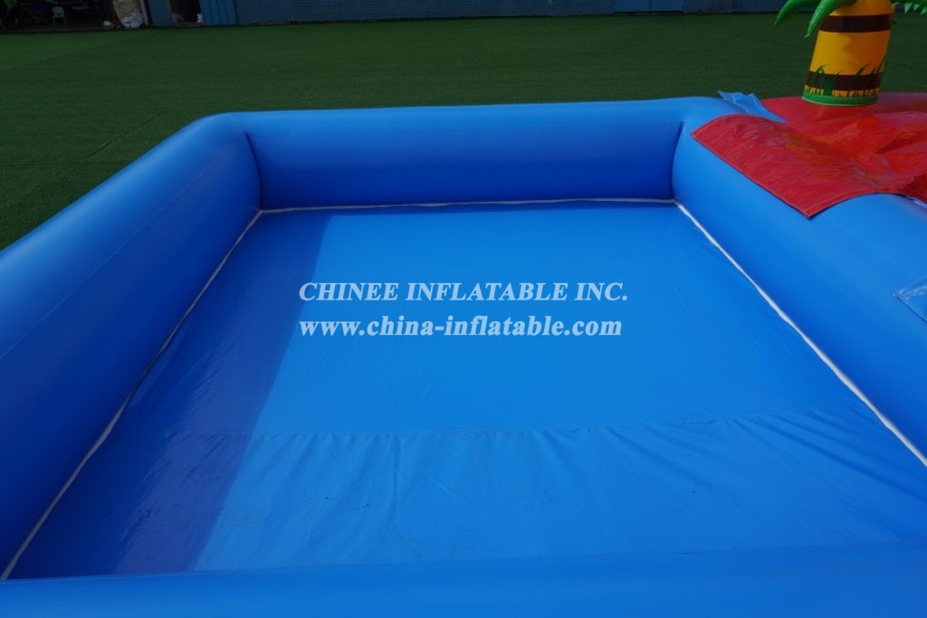 T8-1410B Outdoor Tropical Inflatable Wave Water Slide With Pool