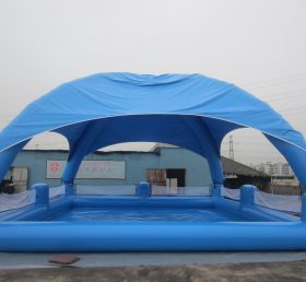 Pool2-558 Large Blue Inflatable Pool With Tent