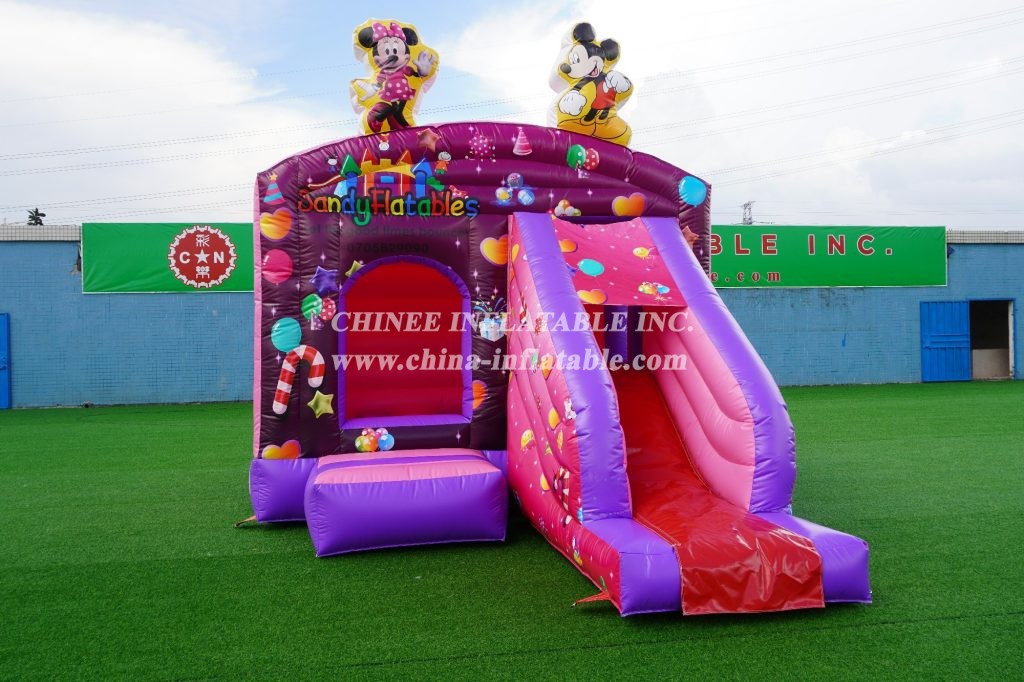 T2-1884B Disney Mickey And Minnie Inflatable Bouncer Jumping With Slide