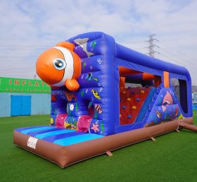 T7-1248 Undersea Clownfish Inflatable Kids Marine Themed Obstacle Course With Slide