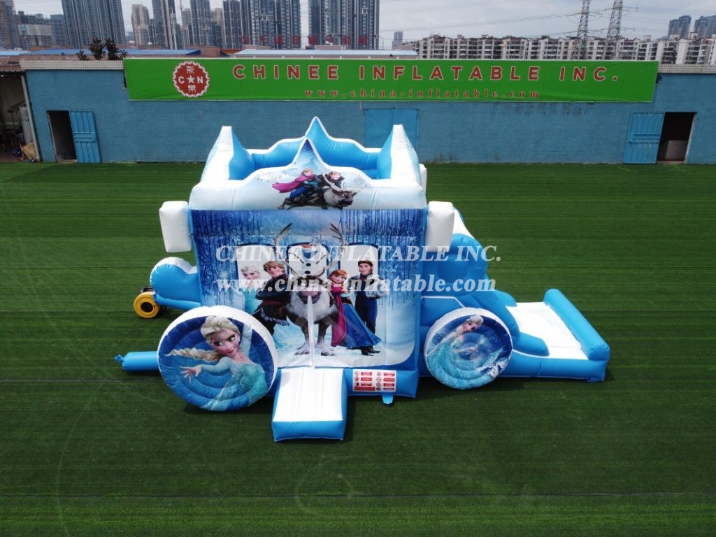 T5-002B Disney Frozen Carriage Combo Elsa Castle Jumping House With Slide