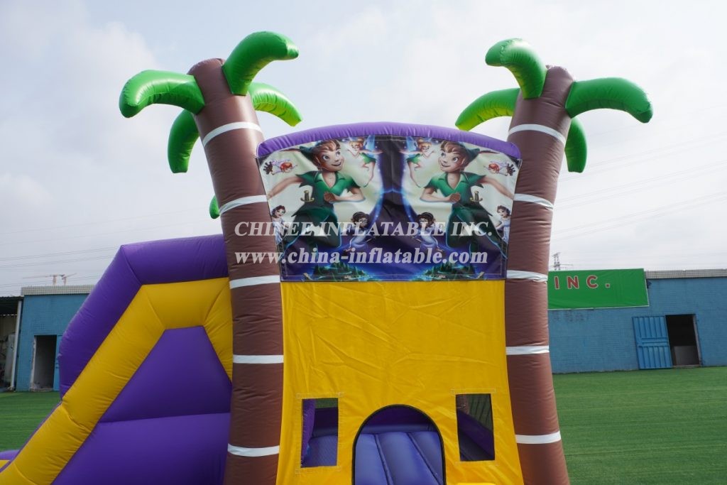 T2-3345 Paw Patrol Purple Palm Tree Water Slide Outdoor Bounce House Combo Slide