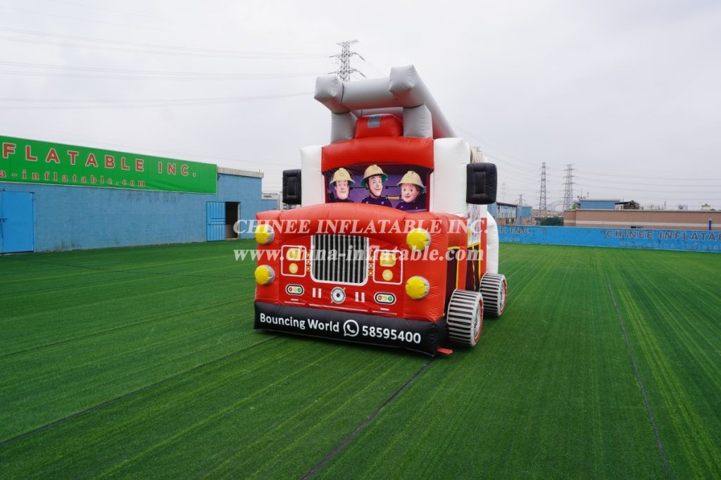 T2-3505 Firetruck Bounce House With Slide Fireman Sam Combo Slide