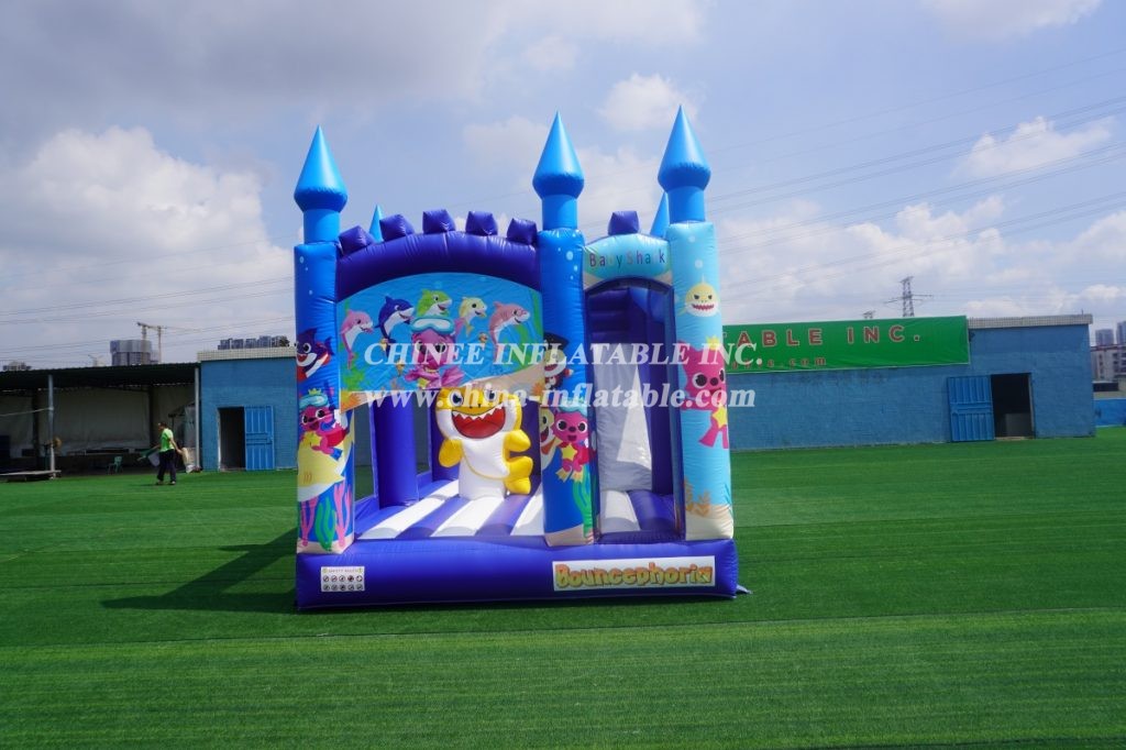 T5-1002 Baby Shark Bouncy Castle Combo Slide Outdoor Kids Jumping Castle