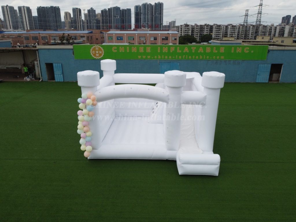 T2-3603 Pure White Wedding Bouncy Castle With Slide