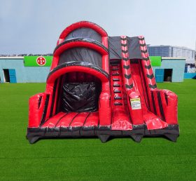 T8-4053 10Ft Platform Black & Red Base Jump With Drop Slide