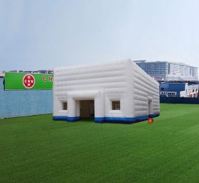 Tent1-4435 White & Blue Inflatable Cube Tent
