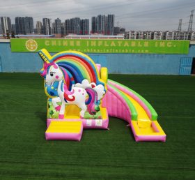 T2-6007 Unicorn Bouncy Castle With Slide &Amp; Pool