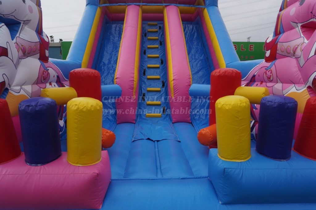 T8-4271 Unicorn Castle Inflatable Slide