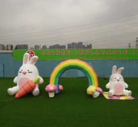 Arch2-402 Rainbow Bunny Arch Easter Celebration Inflatable Decoration