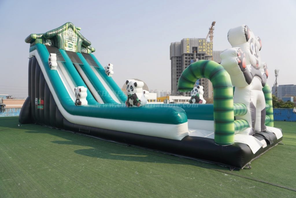 T8-4021B Inflatable Panda-Themed Bamboo Slide