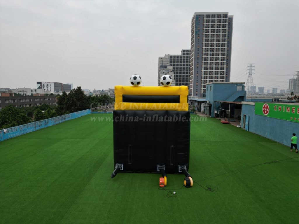 T7-564C Exciting Soccer-Themed Yellow Wavy Double Inflatable Slide