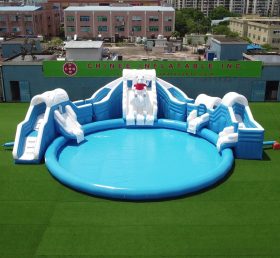 Pool2-740 Frozen World Polar Bear Inflatable Slide & Pool