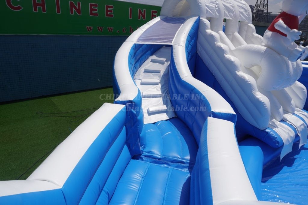 Pool2-740 Frozen World Polar Bear Inflatable Slide & Pool