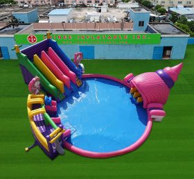 Pool2-826 Inflatable unicorn water park with pool