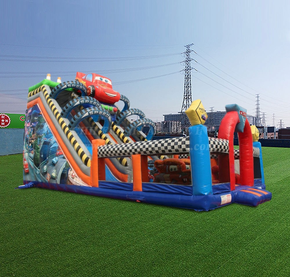T8-4525 Cars Inflatable Dry Slide