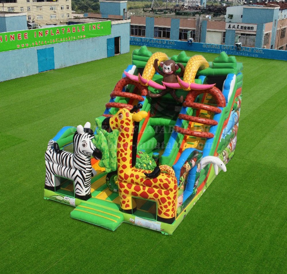 T8-4536 Giraffe and Zebra Inflatable Dry Slide