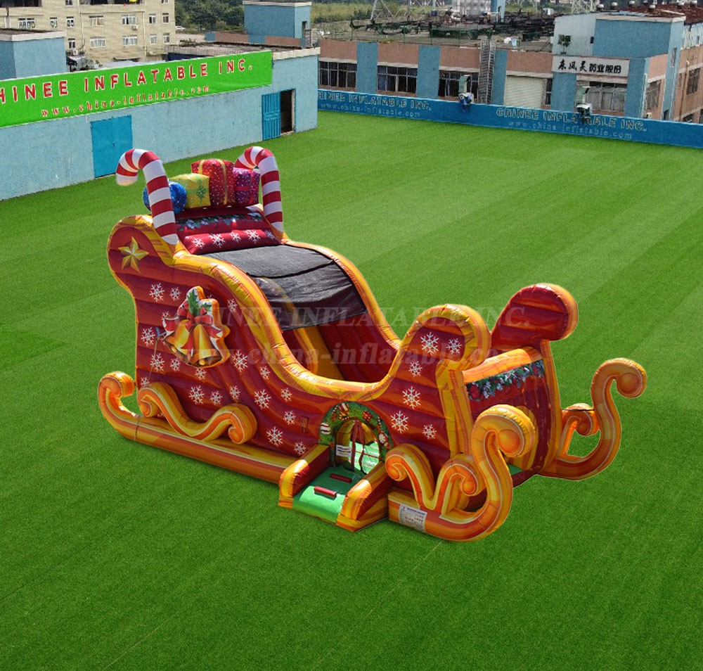 T8-4552 Santa Sleigh Bounce House and Slide Combo