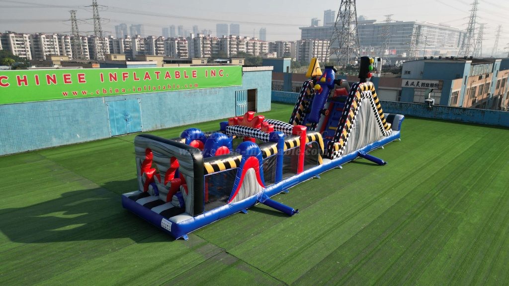 T7-1374 Racing Themed Inflatable Obstacle Course