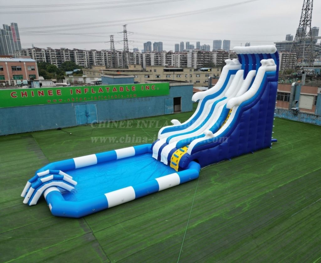 Pool2-715B Large inflatable water slide with swimming pool