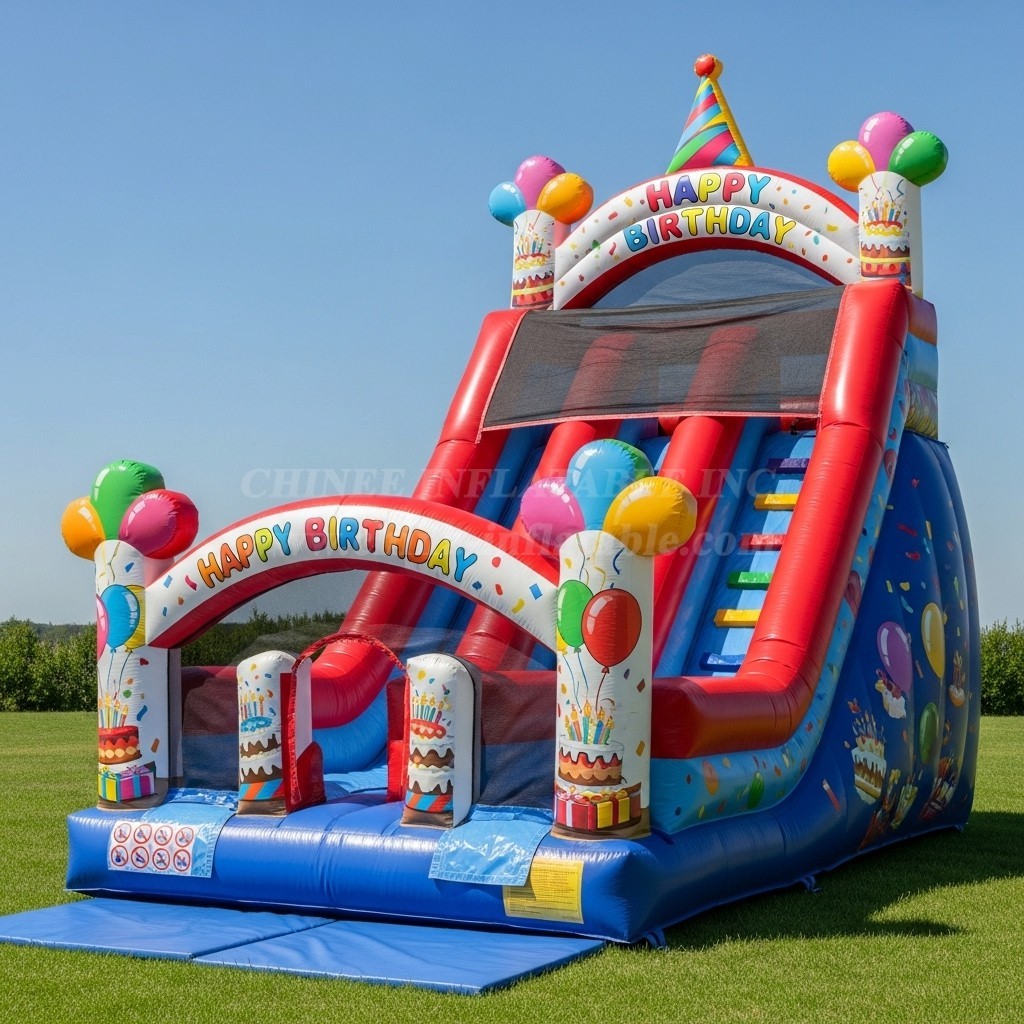 T8-8110 Birthdays Theme Inflatable Dry Slide