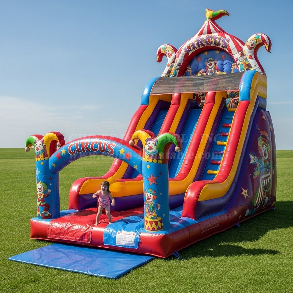 T8-8132 Circus Theme Inflatable Dry Slide