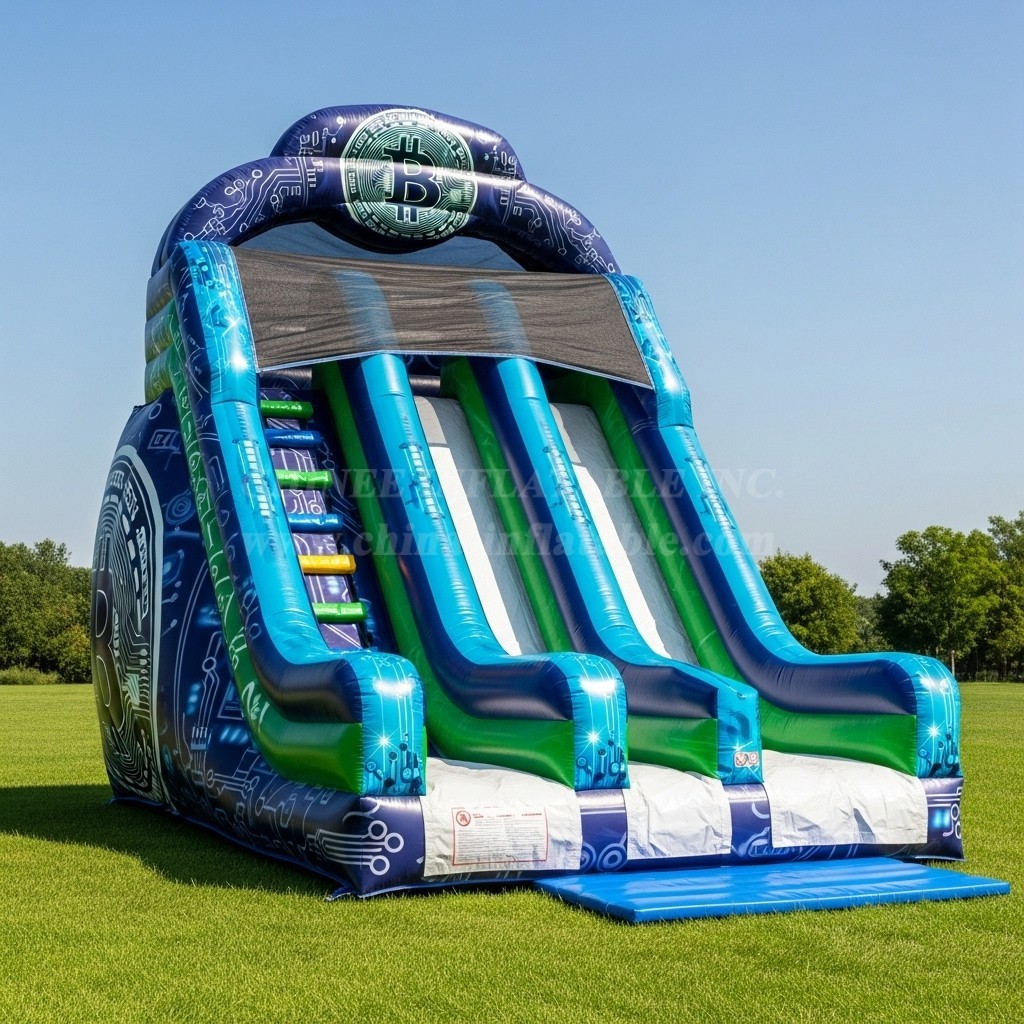 T8-8141 Cryptocurrency Theme Inflatable Dry Slide