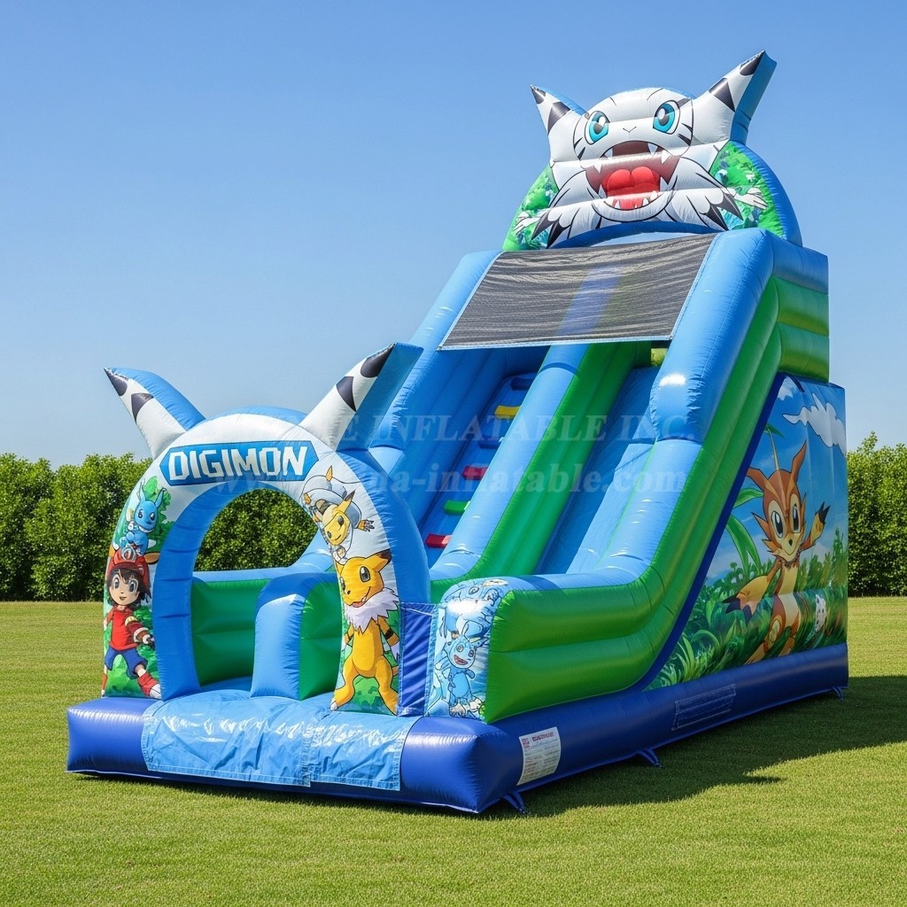 T8-8146 Digimon Theme Inflatable Dry Slide