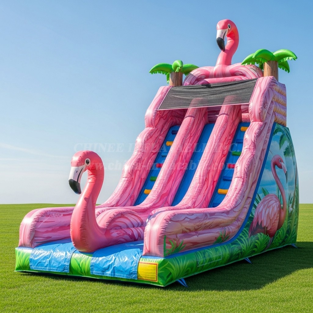 T8-8177 Flamingo Theme Inflatable Dry Slide