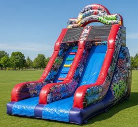 T8-8185 Graffiti Theme Inflatable Dry Slide
