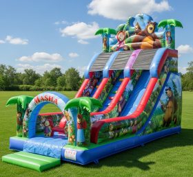 T8-8206 Masha And The Bear Theme Inflatable Dry Slide