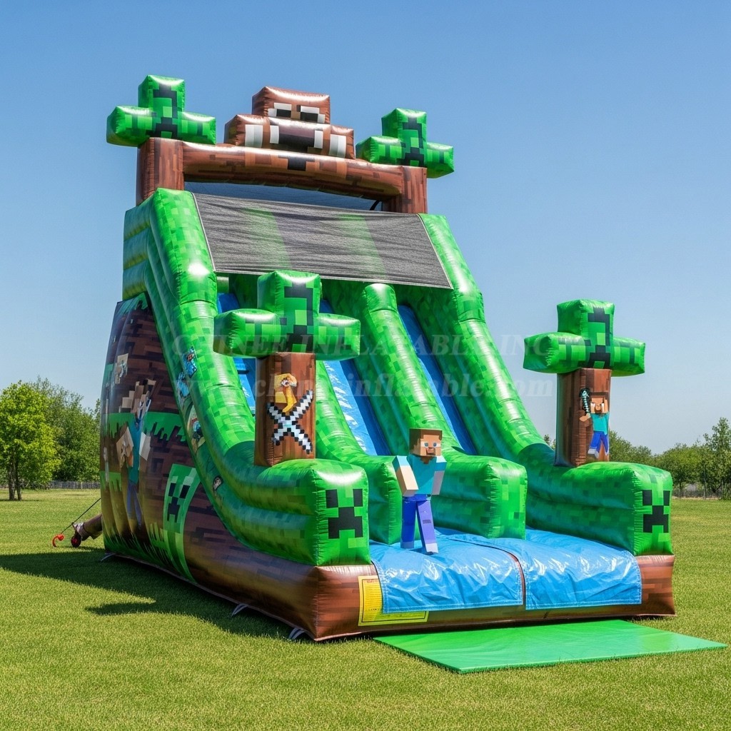 T8-8218 Minecraft Theme Inflatable Dry Slide