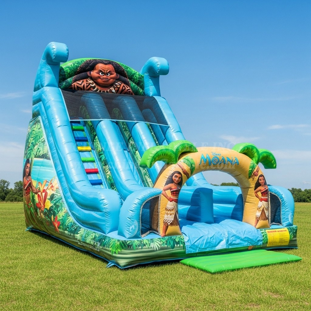 T8-8225 Moana Theme Inflatable Dry Slide