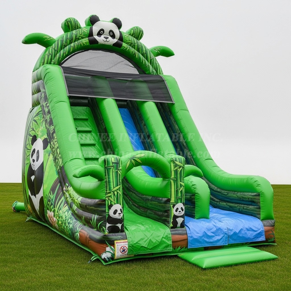 T8-8244 Panda Theme Inflatable Dry Slide