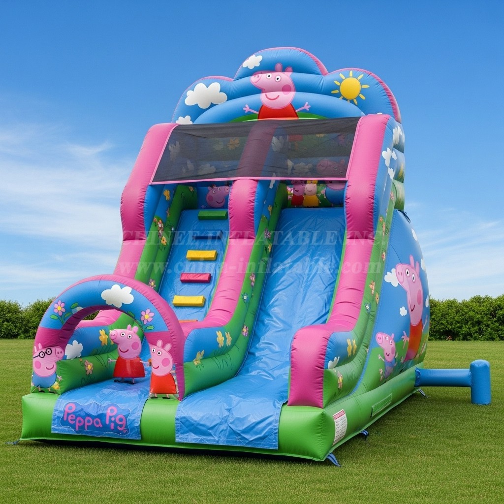 T8-8251 Peppa Pig Theme Inflatable Dry Slide