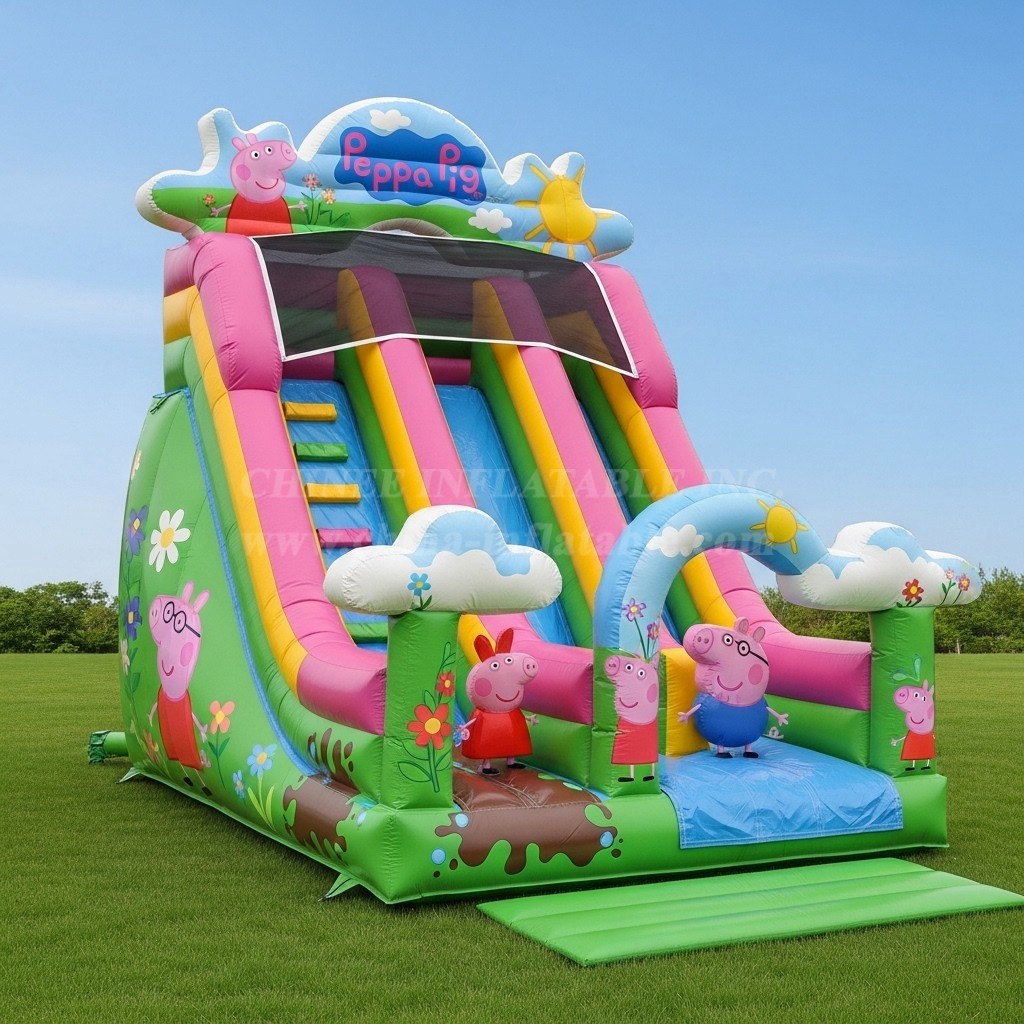 T8-8253 Peppa Pig Theme Inflatable Dry Slide