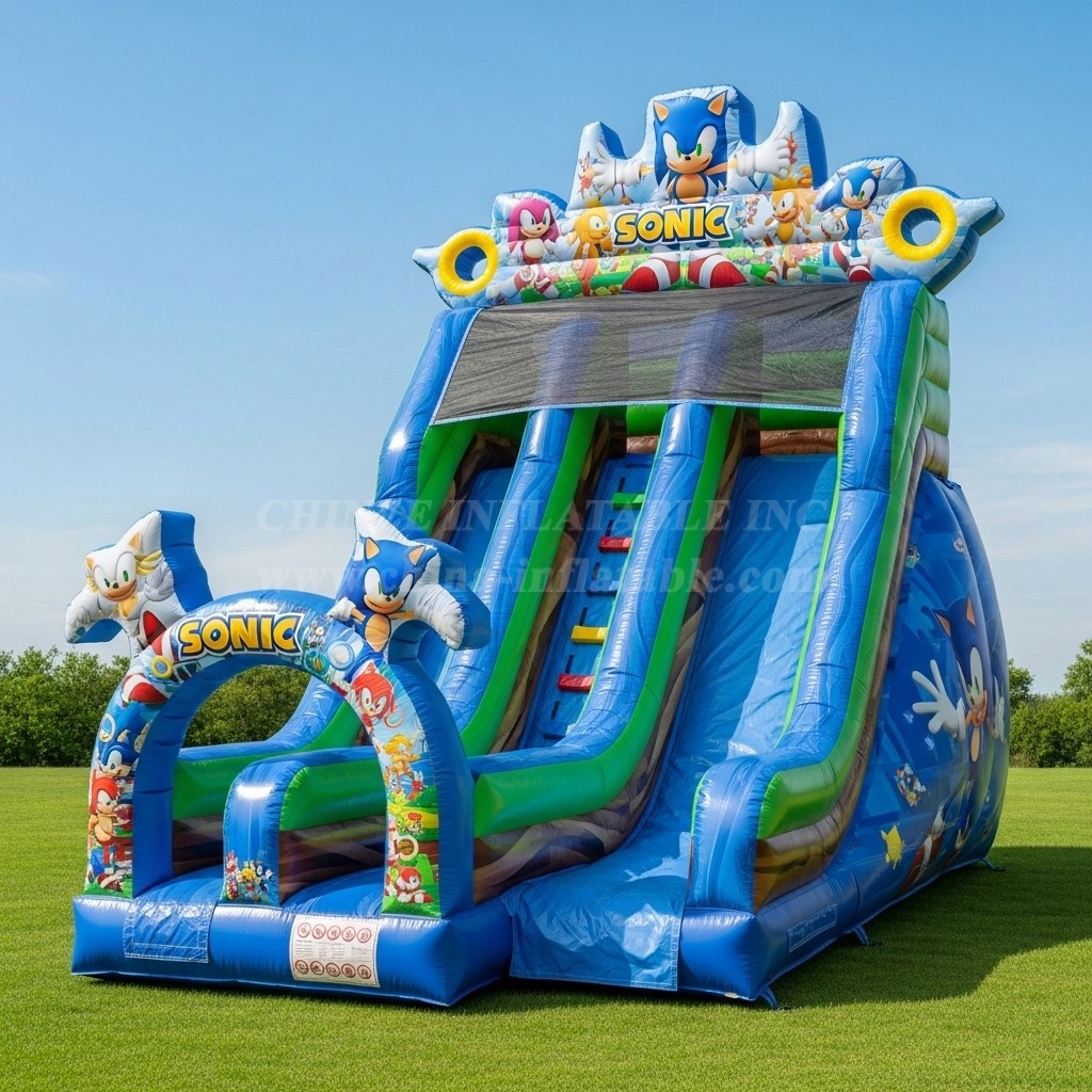 T8-8299 Sonic Theme Inflatable Dry Slide