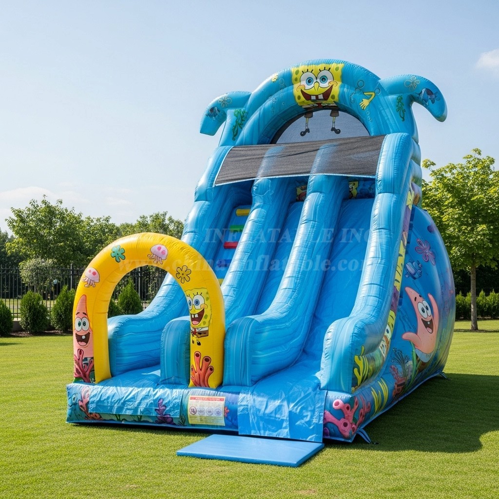 T8-8314 Spongebob Theme Inflatable Dry Slide