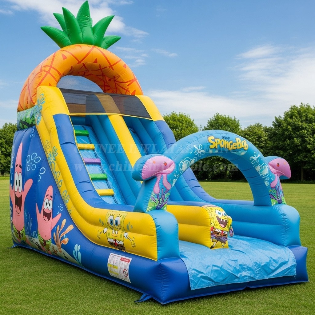 T8-8315 Spongebob Theme Inflatable Dry Slide