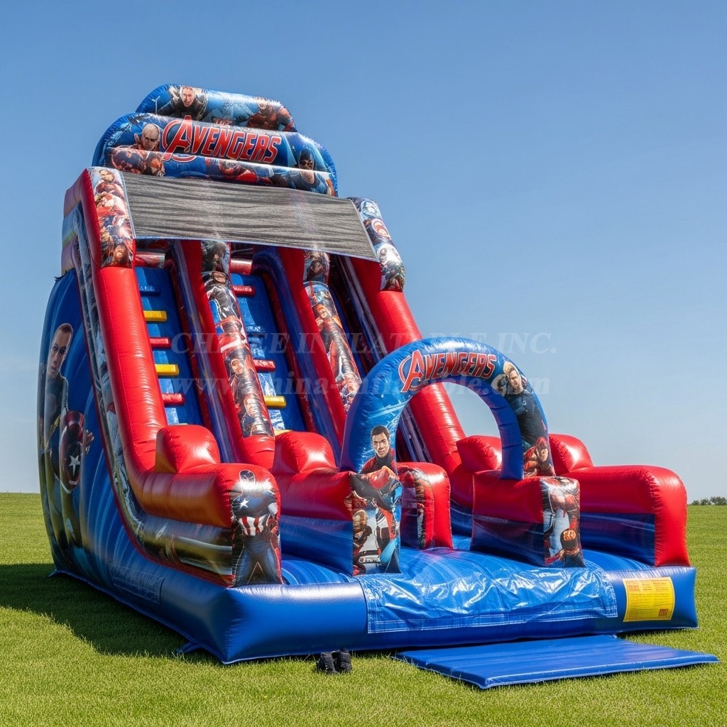 T8-8337 The Avengers Theme Inflatable Dry Slide