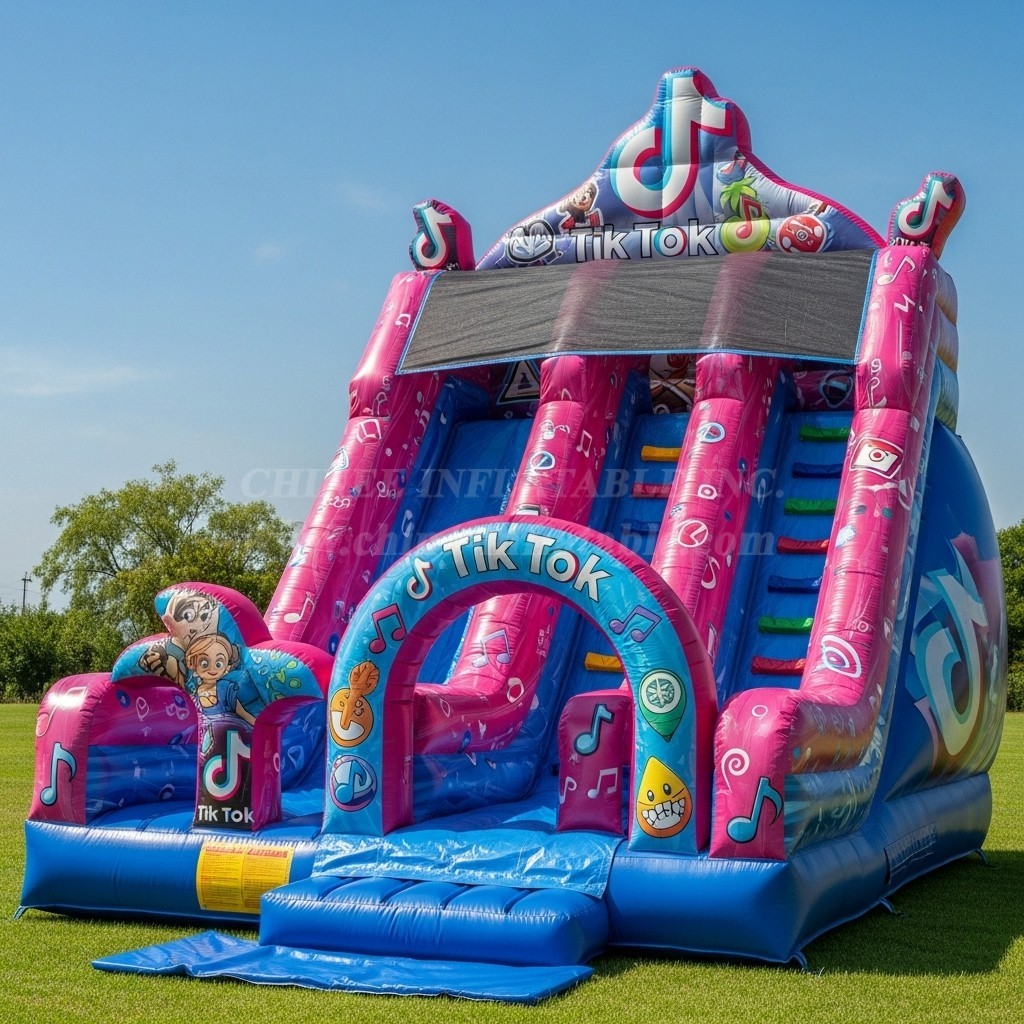 T8-8359 Tiktok Theme Inflatable Dry Slide