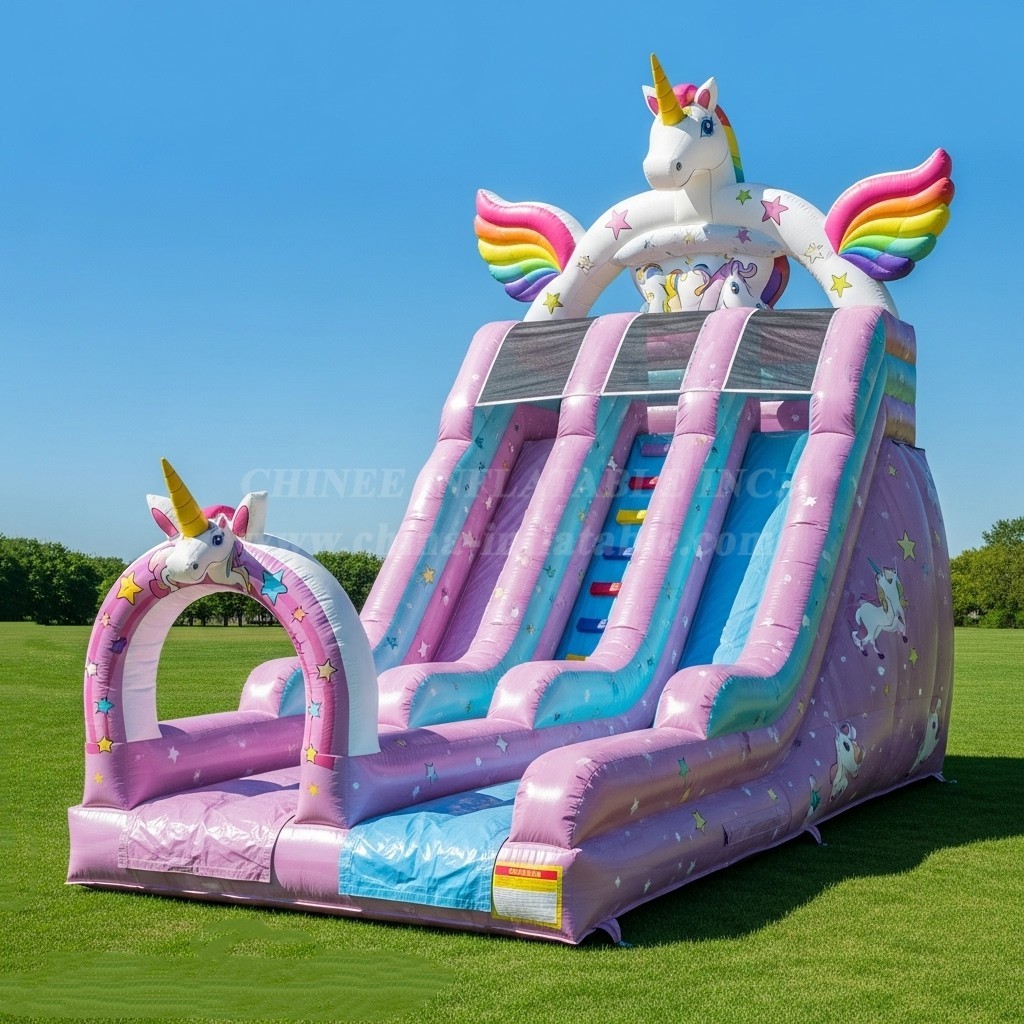 T8-8384 Unicorn Theme Inflatable Dry Slide