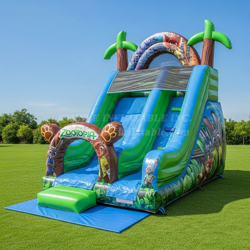 T8-8401 Zootopia Theme Inflatable Dry Slide