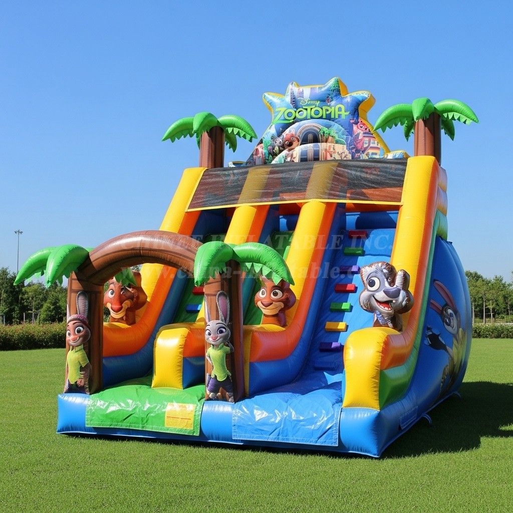 T8-8402 Zootopia Theme Inflatable Dry Slide